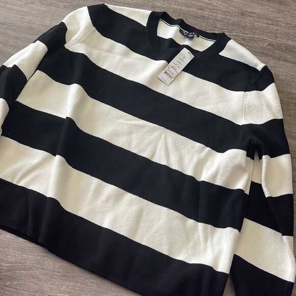 Women's Theory 'Prosecco' Crop Sweater Black/Ivory - Picture 5 of 6